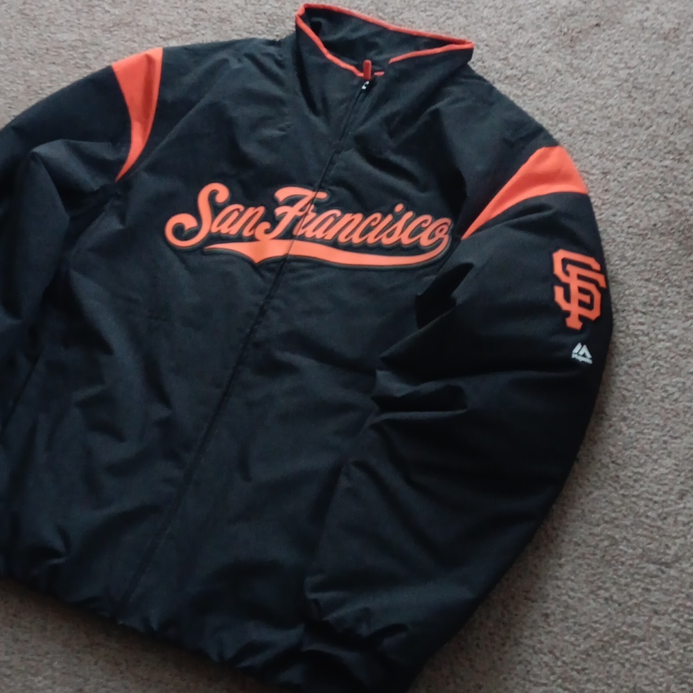 Mens Majestic San Francisco Black Giants On Therma Base Jacket - Picture 5 of 10